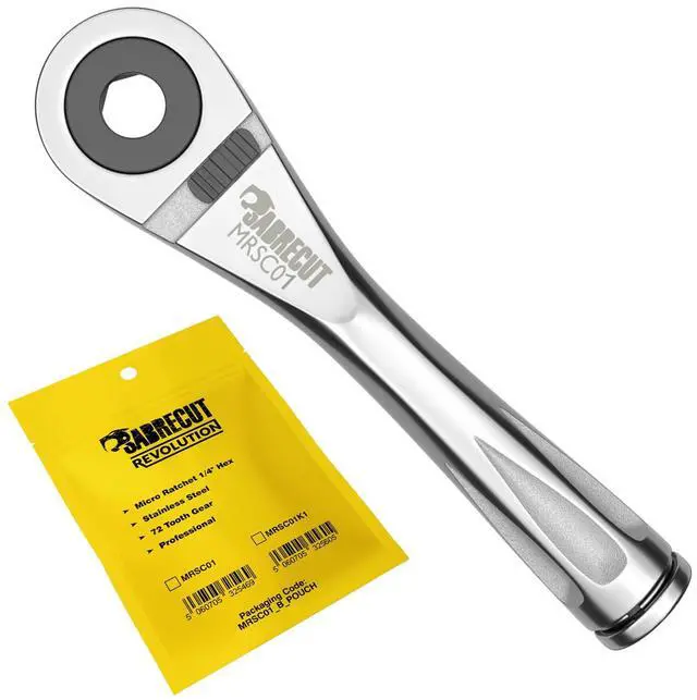 Main image of 1 x MRSC01 Mini Micro Ratchet 1/4" Hex Stainless Steel Professional 72 Tooth Gear Hand Ratchet Wrench