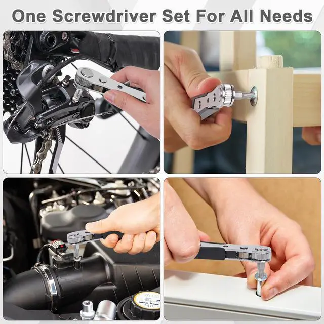 Alt view image 5 of 7 - 10-In-1 Angled Ratchet Screwdriver Set90 Degree Right Angle, Angled and Offset Screwdrivers for Tight Spaces. Practical, Multifunctional, Professional Mini Ratchet Set