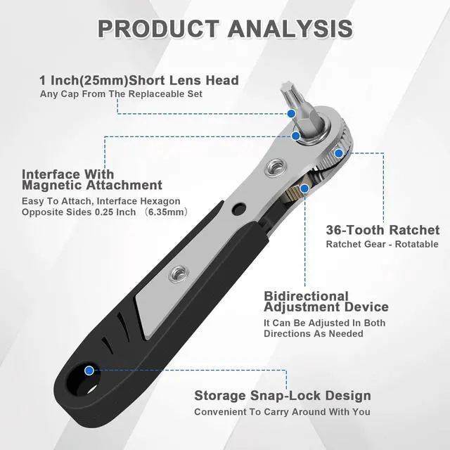 Alt view image 2 of 7 - 10-In-1 Angled Ratchet Screwdriver Set90 Degree Right Angle, Angled and Offset Screwdrivers for Tight Spaces. Practical, Multifunctional, Professional Mini Ratchet Set