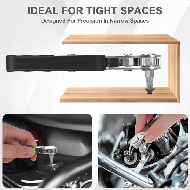Alt view image 3 of 7 - 10-In-1 Angled Ratchet Screwdriver Set90 Degree Right Angle, Angled and Offset Screwdrivers for Tight Spaces. Practical, Multifunctional, Professional Mini Ratchet Set