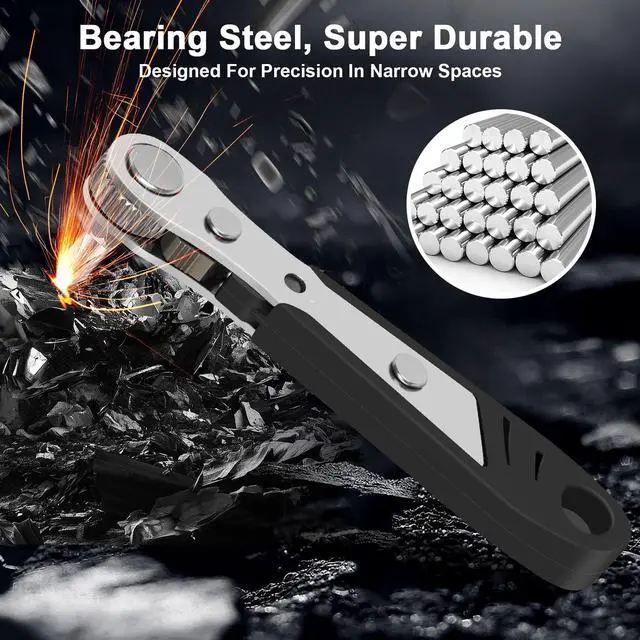 Alt view image 6 of 7 - 10-In-1 Angled Ratchet Screwdriver Set90 Degree Right Angle, Angled and Offset Screwdrivers for Tight Spaces. Practical, Multifunctional, Professional Mini Ratchet Set