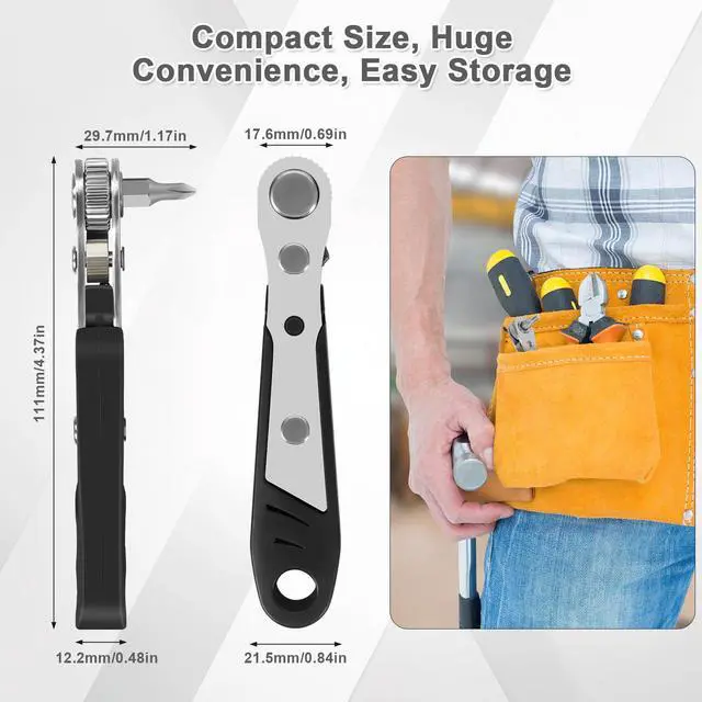 Alt view image 7 of 7 - 10-In-1 Angled Ratchet Screwdriver Set90 Degree Right Angle, Angled and Offset Screwdrivers for Tight Spaces. Practical, Multifunctional, Professional Mini Ratchet Set
