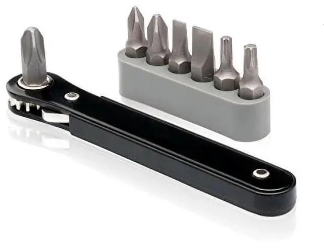 Main image of 03044A 1/4-Inch Drive Mini Ratchet Screwdriver Set, 8 Pc, Cr-V Steel, Tight Reach, 90 Degree Screwdriver, Low Profile, Close Quarter, Right Angle Offset, Short Phillips, Slotted, Torx Star