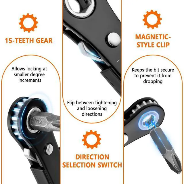 Alt view image 7 of 7 - Right Angle Screwdriver Set Mens Gifts, Mini Ratcheting 90 Degree Offset Screwdriver Pocket Mini Low Profile Ratchet Wrench Bit Socket Set Sewing Machine Tool Stocking Stuffers Mens Gifts for Him