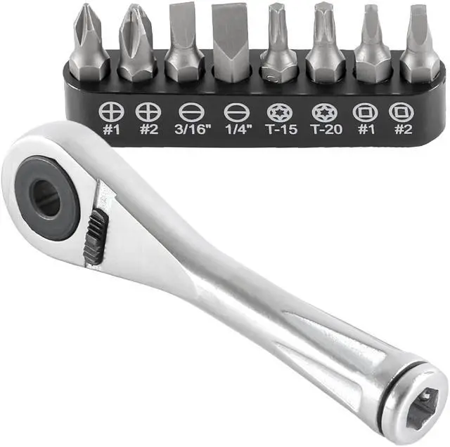 Main image of 70040-1/4-Inch Drive Close Quarter Micro Bit Ratchet | Mini Screwdriver with High Torque 72-Tooth Gearhead - 5 Degree Sweep - Spring Loaded Detent Ball Bit Holder