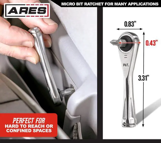 Alt view image 5 of 7 - 70040-1/4-Inch Drive Close Quarter Micro Bit Ratchet | Mini Screwdriver with High Torque 72-Tooth Gearhead - 5 Degree Sweep - Spring Loaded Detent Ball Bit Holder