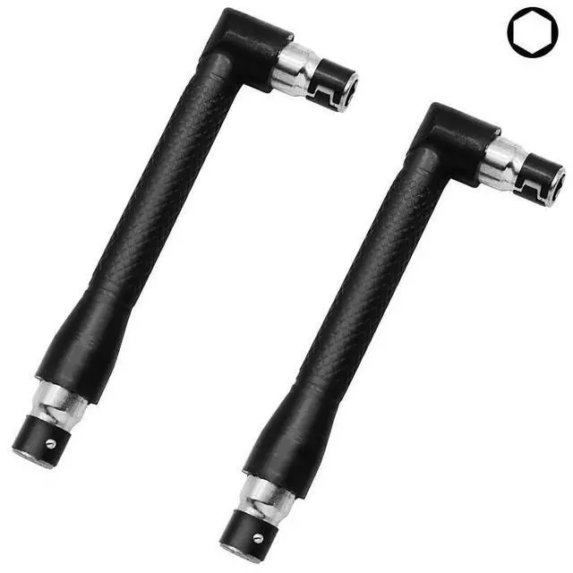 Main image of 2 Pack 1/4" Bit Driver Handle 90 Degree L-Shaped Right Angle Stubby Wrench Screwdriver Drive Handle Bits Driver Holder for Drill Bit Set with 1/4 Inch Hex Shank Metric & SAE Screwdriver Set