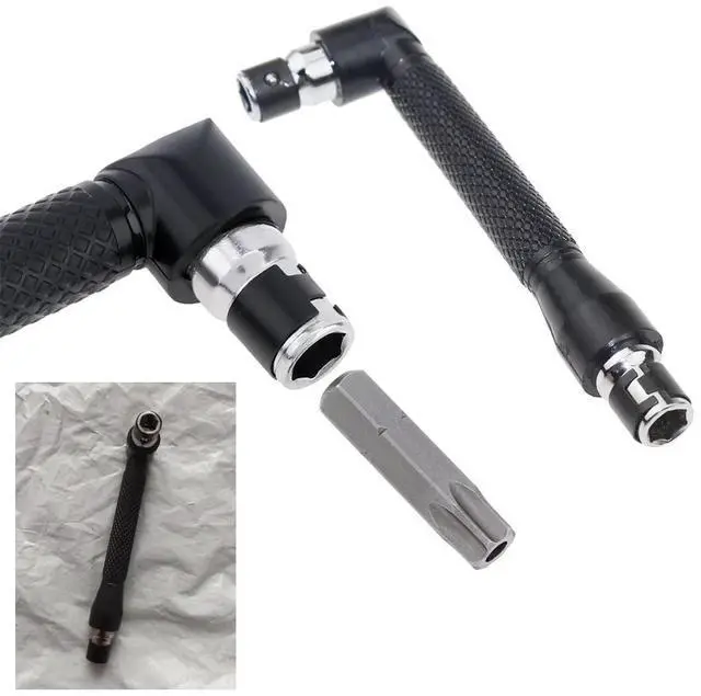 Alt view image 5 of 7 - 2 Pack 1/4" Bit Driver Handle 90 Degree L-Shaped Right Angle Stubby Wrench Screwdriver Drive Handle Bits Driver Holder for Drill Bit Set with 1/4 Inch Hex Shank Metric & SAE Screwdriver Set