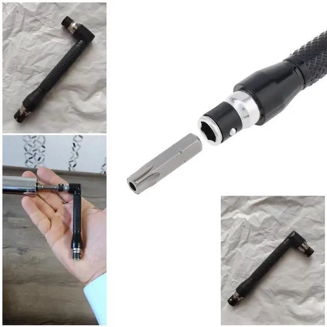 Alt view image 6 of 7 - 2 Pack 1/4" Bit Driver Handle 90 Degree L-Shaped Right Angle Stubby Wrench Screwdriver Drive Handle Bits Driver Holder for Drill Bit Set with 1/4 Inch Hex Shank Metric & SAE Screwdriver Set