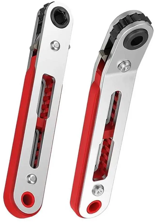 Main image of Mini Ratchet Wrench Screwdriver,1/4 Inch Hex Screwdriver Bit Drive Ratchet Wrench Elbow Head & Flat Head Reversible Drive Handle