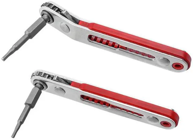 Alt view image 6 of 7 - Mini Ratchet Wrench Screwdriver,1/4 Inch Hex Screwdriver Bit Drive Ratchet Wrench Elbow Head & Flat Head Reversible Drive Handle