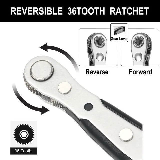 Alt view image 3 of 7 - Mini Ratchet Screwdriver Set,Right Angle Screwdriver,Short Offset Screwdrivers with Phillips, Flat, Torx, Hex, Square,Pozidriv S2-Alloy Steel Bits (36-Teeth)