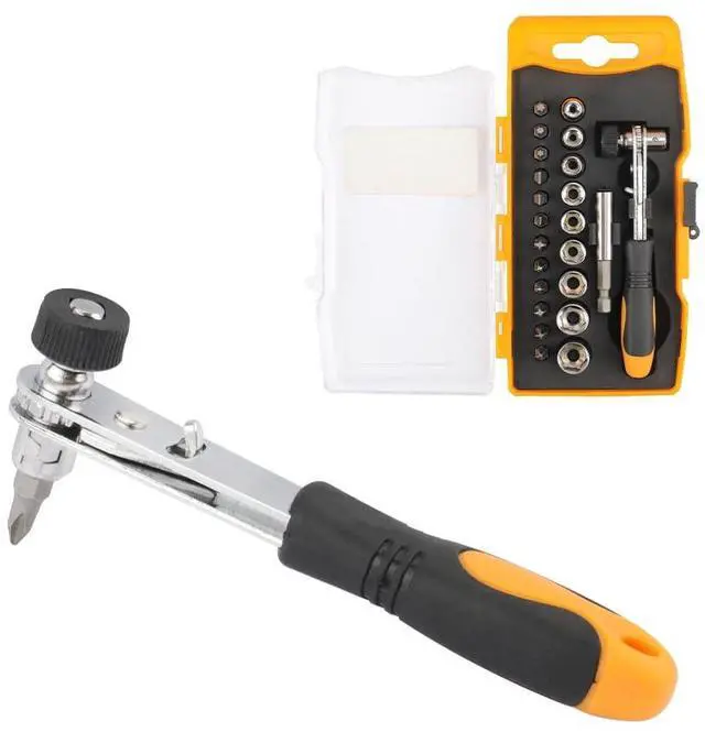 Main image of 1/4-Inch Mini Ratchet Set - 23-Piece Screwdriver Bits Kit with Magnetic Bar, Offset Ratchet Driver and 9 Metric Sockets (5mm-13mm) | CR-V Bits for Versatile Socket & Socket Wrench Set