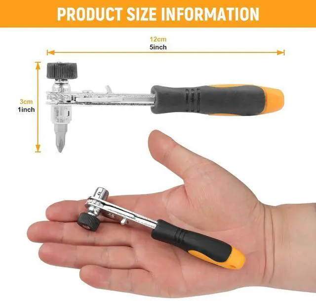 Alt view image 3 of 7 - 1/4-Inch Mini Ratchet Set - 23-Piece Screwdriver Bits Kit with Magnetic Bar, Offset Ratchet Driver and 9 Metric Sockets (5mm-13mm) | CR-V Bits for Versatile Socket & Socket Wrench Set