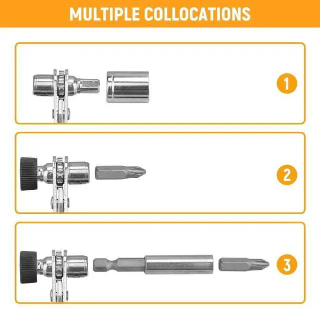 Alt view image 5 of 7 - 1/4-Inch Mini Ratchet Set - 23-Piece Screwdriver Bits Kit with Magnetic Bar, Offset Ratchet Driver and 9 Metric Sockets (5mm-13mm) | CR-V Bits for Versatile Socket & Socket Wrench Set