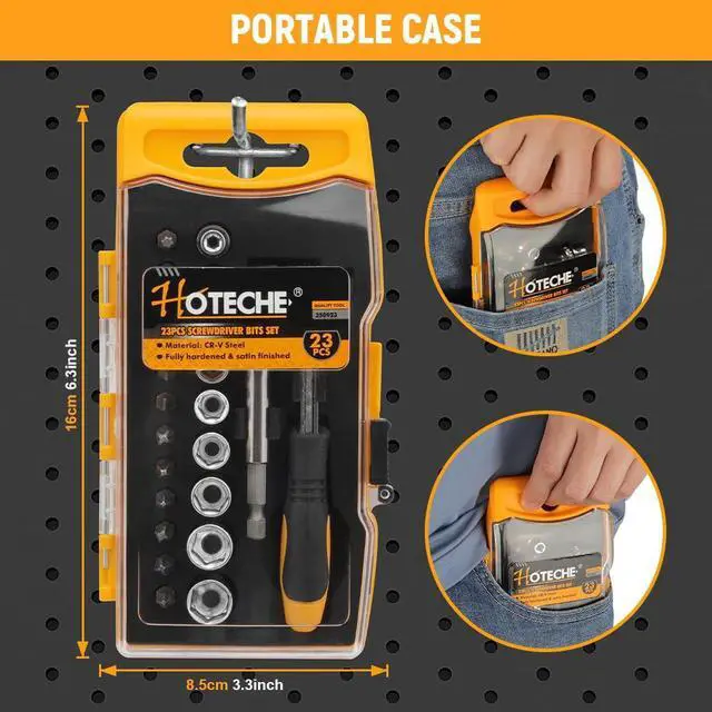 Alt view image 6 of 7 - 1/4-Inch Mini Ratchet Set - 23-Piece Screwdriver Bits Kit with Magnetic Bar, Offset Ratchet Driver and 9 Metric Sockets (5mm-13mm) | CR-V Bits for Versatile Socket & Socket Wrench Set