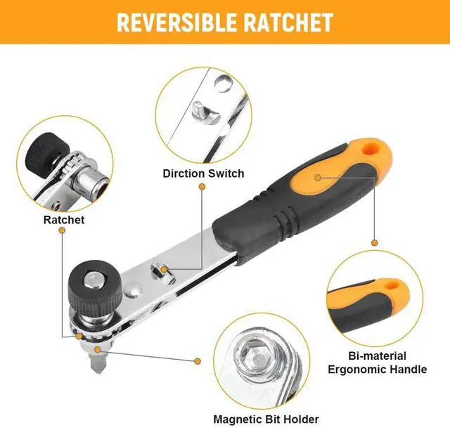 Alt view image 4 of 7 - 1/4-Inch Mini Ratchet Set - 23-Piece Screwdriver Bits Kit with Magnetic Bar, Offset Ratchet Driver and 9 Metric Sockets (5mm-13mm) | CR-V Bits for Versatile Socket & Socket Wrench Set