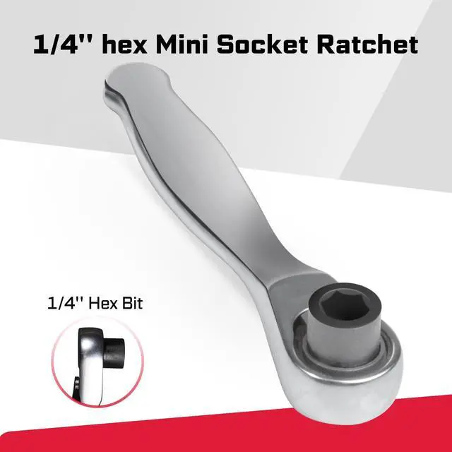 Alt view image 4 of 7 - Mini Ratchet Wrench& Bit Holder Set 4 Pcs, 1/4" Drive Ratchet Handle Wrench, 72-T Quick-Release Reversible Socket Wrench, Impact Extension Bit Holder with Case