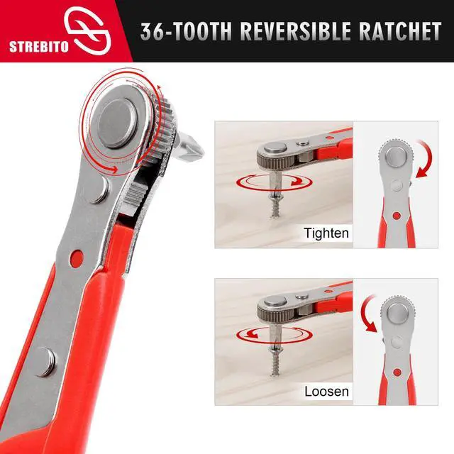 Alt view image 5 of 7 - Right Angle Screwdriver 14 Piece Mini Ratchet Set, Offset Screwdriver Low Profile Ratchet Screwdriver Set with 1/4 Ratchet, Hex, Phillips, and Torx, EDC Bit Driver for Tight Spaces, Bike