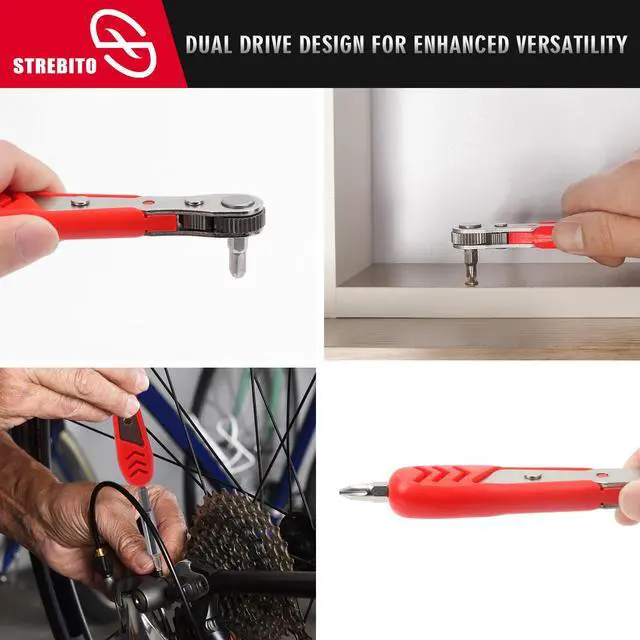 Alt view image 6 of 7 - Right Angle Screwdriver 14 Piece Mini Ratchet Set, Offset Screwdriver Low Profile Ratchet Screwdriver Set with 1/4 Ratchet, Hex, Phillips, and Torx, EDC Bit Driver for Tight Spaces, Bike