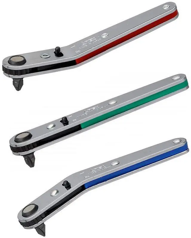 Alt view image 6 of 7 - Ultra Low Profile Offset Ratcheting Screwdriver 90 Degree Angled For Tight Area (Magnetic 2 Bits Set) Straight Flathead, Green