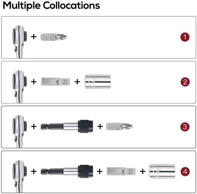 Alt view image 5 of 7 - 1/4 Mini Ratchet Set 28pcs Right Angle Screwdriver and Bit with Metric Socket Set, 72 Tooth Small Ratcheting Wrench Offset Screwdriver Low Profile Stubby Ratchet for Tight Spaces