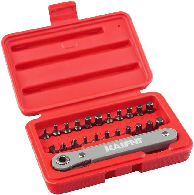 Main image of K451 Ultra Low Profile Screwdriver Bit Set with Mini Ratchet Wrench, 1/4-Inch Drive, 23-Piece