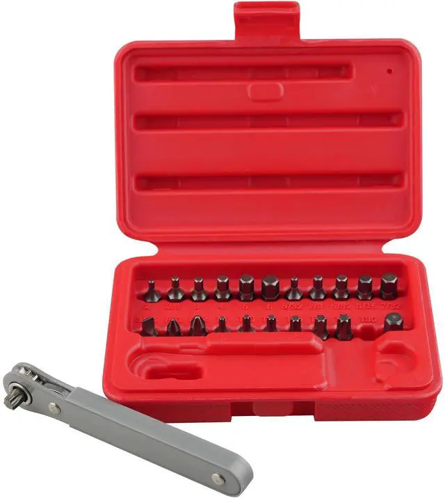 Alt view image 2 of 5 - K451 Ultra Low Profile Screwdriver Bit Set with Mini Ratchet Wrench, 1/4-Inch Drive, 23-Piece