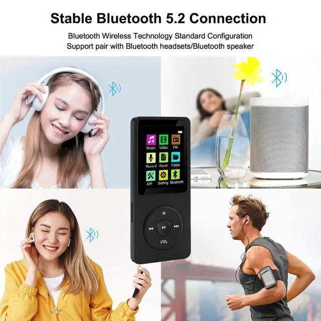Alt view image 4 of 7 - 128GB MP3 Player with Bluetooth 5.2, Portable Black Music Player for Kids with Built-in HD Speaker, FM Radio, Voice Recorder, Earphones Included