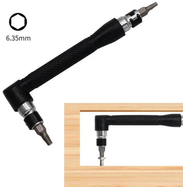 Alt view image 3 of 7 - 2 Pack 1/4" Bit Driver Handle 90 Degree L-Shaped Right Angle Stubby Wrench Screwdriver Drive Handle Bits Driver Holder for Drill Bit Set with 1/4 Inch Hex Shank Metric & SAE Screwdriver Set