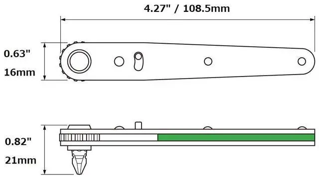 Alt view image 3 of 7 - Ultra Low Profile Offset Ratcheting Screwdriver 90 Degree Angled For Tight Area (Magnetic 2 Bits Set) Straight Flathead, Green
