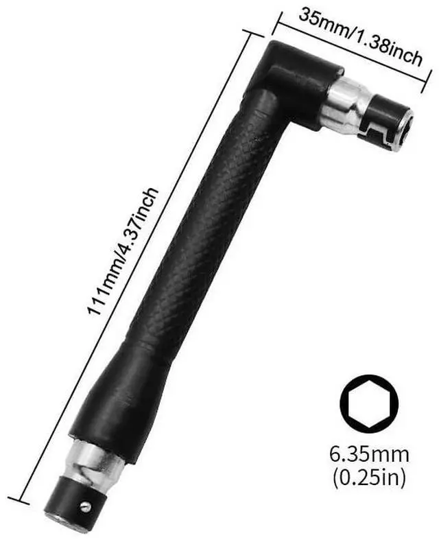 Alt view image 2 of 7 - 2 Pack 1/4" Bit Driver Handle 90 Degree L-Shaped Right Angle Stubby Wrench Screwdriver Drive Handle Bits Driver Holder for Drill Bit Set with 1/4 Inch Hex Shank Metric & SAE Screwdriver Set