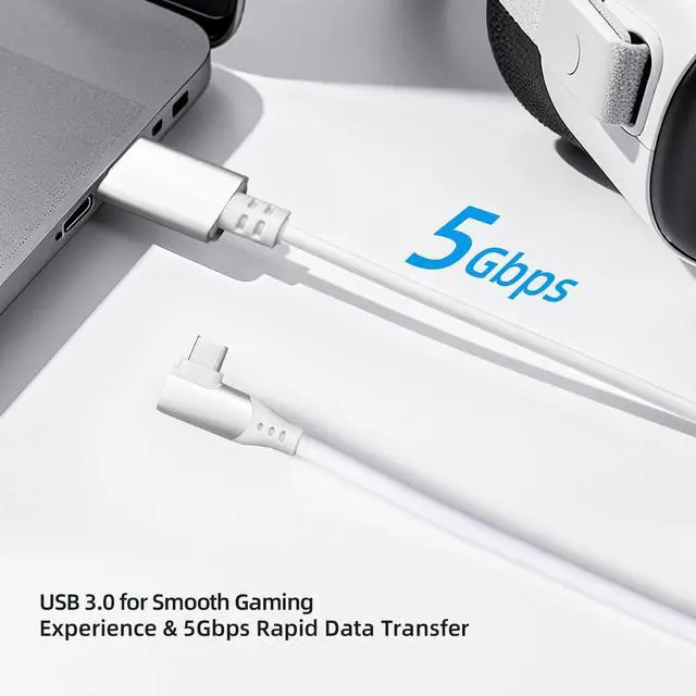 Alt view image 2 of 6 - VR Link Cable 16FT USB 3.0 Type-C to Type-A High Speed Data Transfer Cable for Meta Quest 3S/Quest 3/Oculus Quest 2/Pico 4 Accessories and PC/SteamVR (Silver)