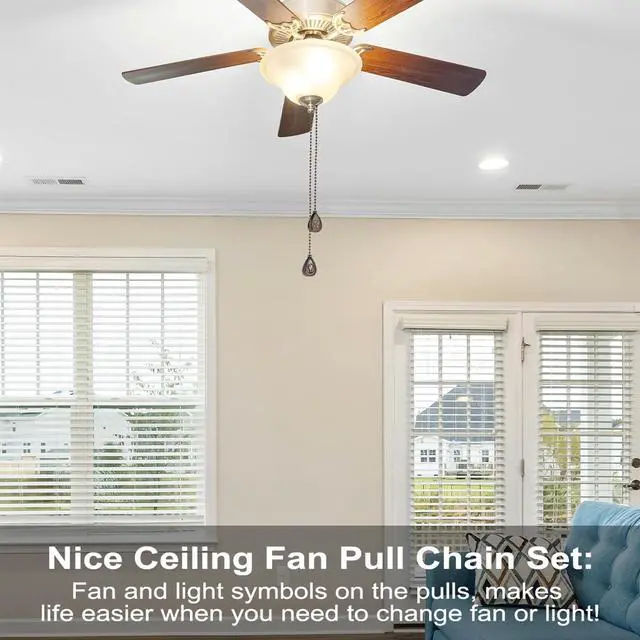 Alt view image 3 of 7 - 4 Pack Bronzed Ceiling Fan Pull Chain Extension, 12 Inches Classic Drop Shaped Pendant Pull Chains for Ceiling Fans and Lights, Decorative Fan Pulls Extenders with Connector (2 light and 2 fan)