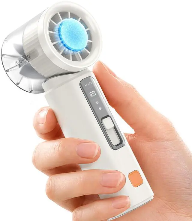 Main image of Handheld Mini Fan, Portable Fan with Ice Cooler, 120 Speed Powerful Turbo Personal Cooling Fan with Strong Airflow, Small Pocket for Travel, Outdoor, Makeup, Summer Gift -MiFan White