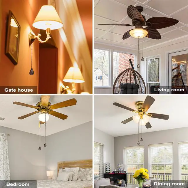Alt view image 7 of 7 - 4 Pack Bronzed Ceiling Fan Pull Chain Extension, 12 Inches Classic Drop Shaped Pendant Pull Chains for Ceiling Fans and Lights, Decorative Fan Pulls Extenders with Connector (2 light and 2 fan)