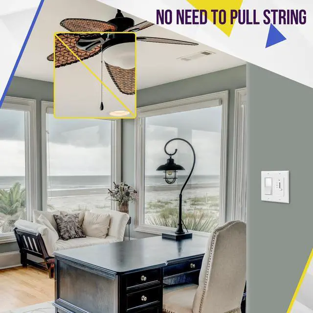 Alt view image 4 of 6 - 3 Speed In Wall Ceiling Fan Control, Slide switch, 120VAC, 2.5A, Single-Pole, No Neutral Wire Required, 17000-F3-W-F, White