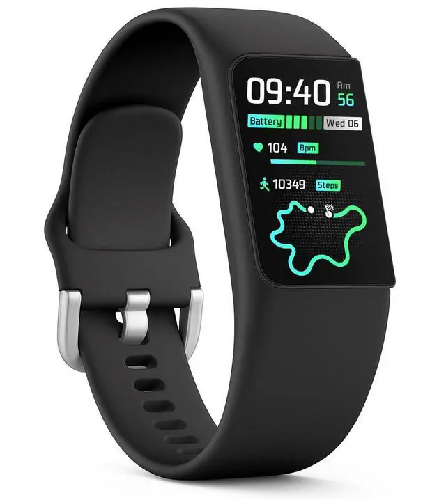 Main image of Slim Fitness Trackers, Fitness Watch with 24/7 Heart Rate, Blood Pressure, Blood Oxygen, Stress Monitor, AMOLED Activity Tracker Step Calorie Counter, IP68 Waterproof Smart Watch for Women Men