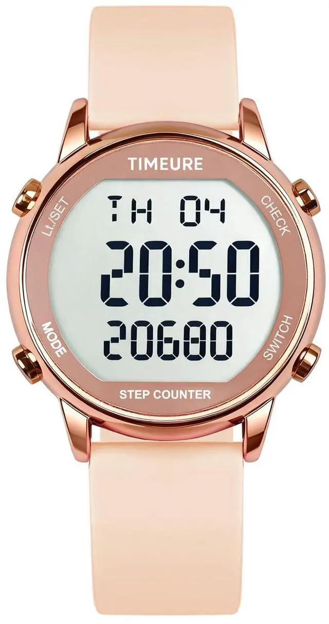 Main image of Pedometer Watch for Women, Step Counter for Walking No App/Phone Required Step Counter, Waterproof Fitness Calorie Tracker, Distance Tracking, Alarm, Large Digital Display, TU-2509 (Pink)