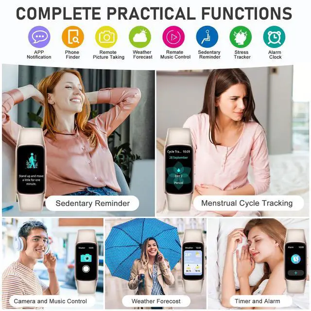 Alt view image 5 of 6 - Fitness Tracker, Activity Tracker with 24/7 Heart Rate Blood Oxygen Sleep Monitor, 123 Sports Modes Fitness Watch, 1.47''AMOLED Touch Color Screen Smart Watches, Step Counter Pedometer for Women Men
