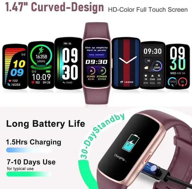 Alt view image 5 of 6 - Fitness Tracker with 24/7 Heart Rate, Blood Oxygen Sleep Monitor, 123 Sports Modes Calories Smart Watch,IP68 Waterproof Step Counter Activity Trackers Health Pedometer for Women Men Bordeaux