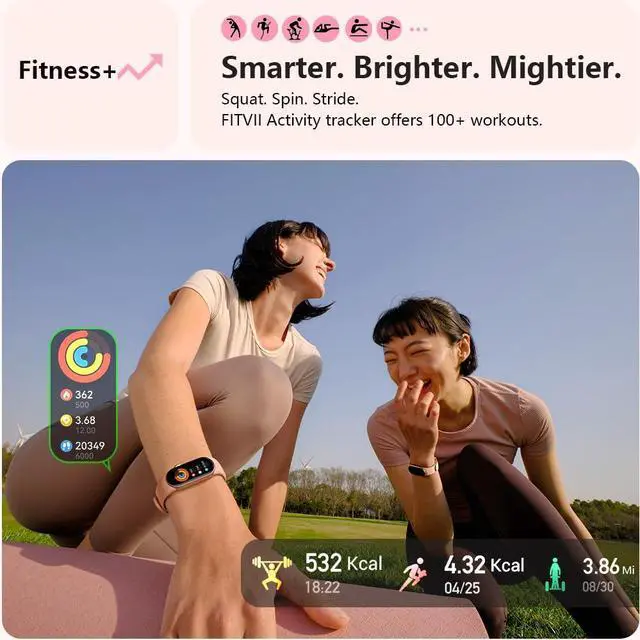 Alt view image 3 of 6 - Slim Fitness Tracker AMOLED with Blood Oxygen, Blood Pressure, 24/7 Heart Rate and Sleep Tracking, IP68 Waterproof Activity Trackers and Smart Watches with Step Tracker, Pedometer for Women Men