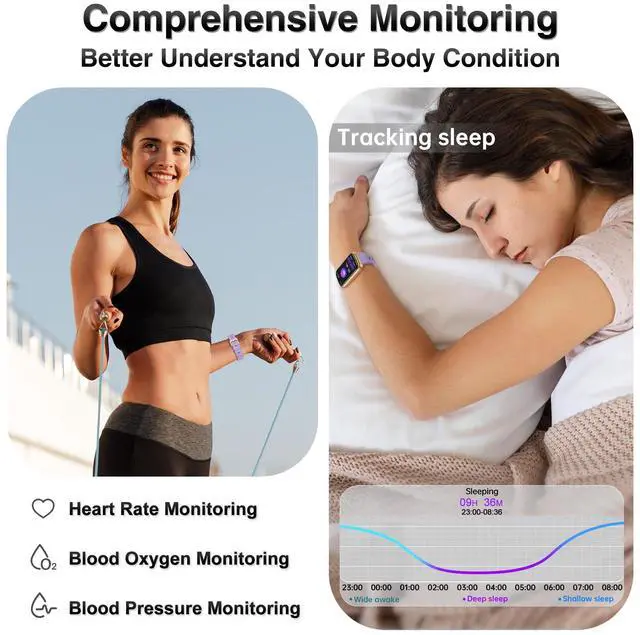 Alt view image 3 of 7 - Fitness Tracker, Smart Watches for Women Men with 24/7 Heart Rate/Blood Pressure/Blood Oxygen Monitor, Sleep Tracker, Calories&Step Counter, IP68 Waterproof Health Activity Trackers for Android&iPhone