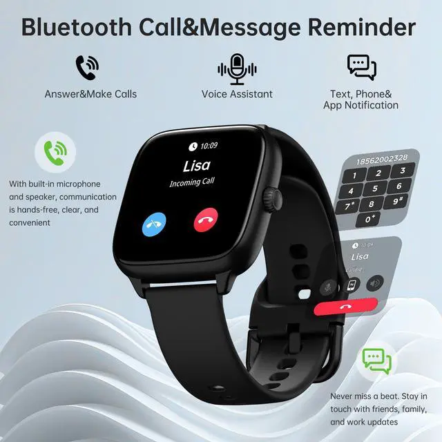 Alt view image 2 of 6 - Fitness Tracker Answer/Make Calls, Smart Watch with Blood Pressure, Blood Oxygen, 24/7 Heart Rate Monitor, 120+ Sport Mode Activity Tracker, Waterproof Sleep Tracker for Women Men