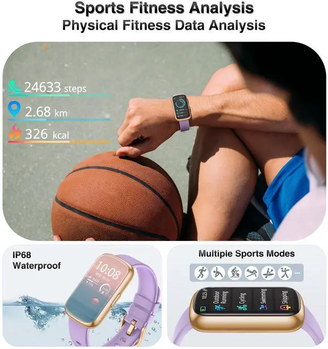 Alt view image 4 of 7 - Fitness Tracker, Smart Watches for Women Men with 24/7 Heart Rate/Blood Pressure/Blood Oxygen Monitor, Sleep Tracker, Calories&Step Counter, IP68 Waterproof Health Activity Trackers for Android&iPhone