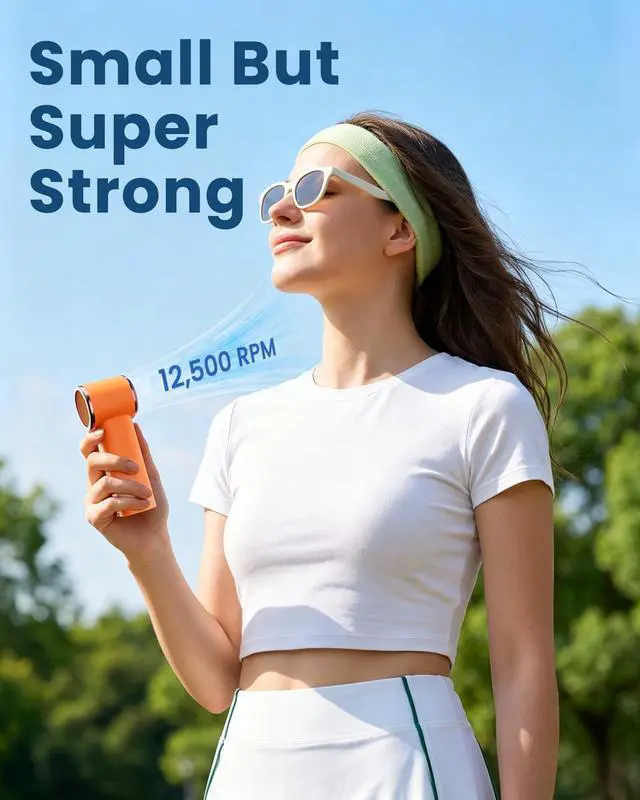 Alt view image 3 of 7 - Portable Handheld Mini Fan, 199 Speeds Rechargeable Personal Fan, Small Battery Operated Travel Fan for Outdoor, Office, Eyelash Extensions, Kids Daily Use