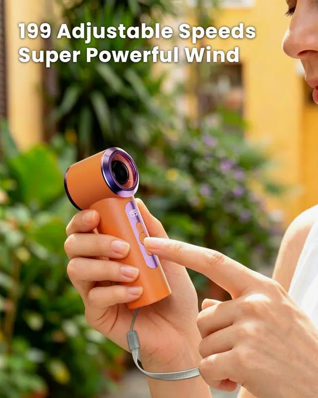 Alt view image 2 of 7 - Portable Handheld Mini Fan, 199 Speeds Rechargeable Personal Fan, Small Battery Operated Travel Fan for Outdoor, Office, Eyelash Extensions, Kids Daily Use