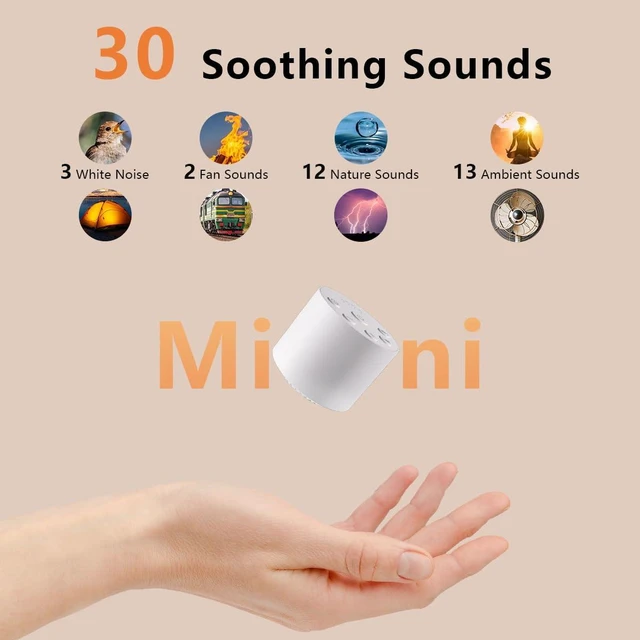 Alt view image 2 of 7 - Sleep Sound Machine Portable White Noise Machines with 30 Soothing Sounds 32 Levels Volume 4 Timer Options Compact Auto-Off Memory Function for Family Office Travel Everyone