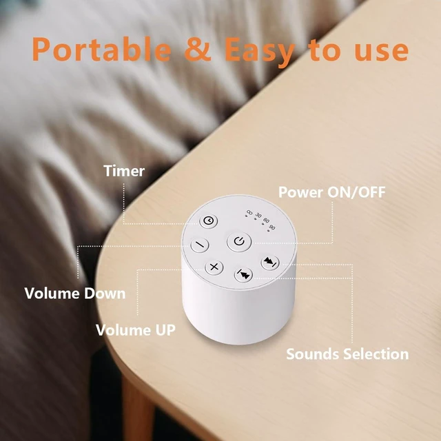 Alt view image 6 of 7 - Sleep Sound Machine Portable White Noise Machines with 30 Soothing Sounds 32 Levels Volume 4 Timer Options Compact Auto-Off Memory Function for Family Office Travel Everyone