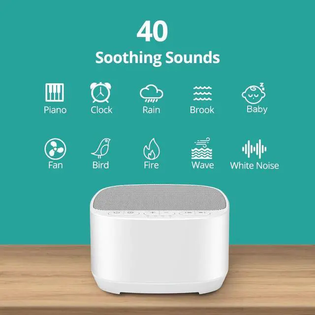 Alt view image 2 of 7 - Sleep Sound White Noise Machine with 40 Natural Soothing Sounds and Memory Function 32 Levels of Volume Powered by AC or USB and Sleep Timer Sound Therapy for Baby Kids Adults (B-White)